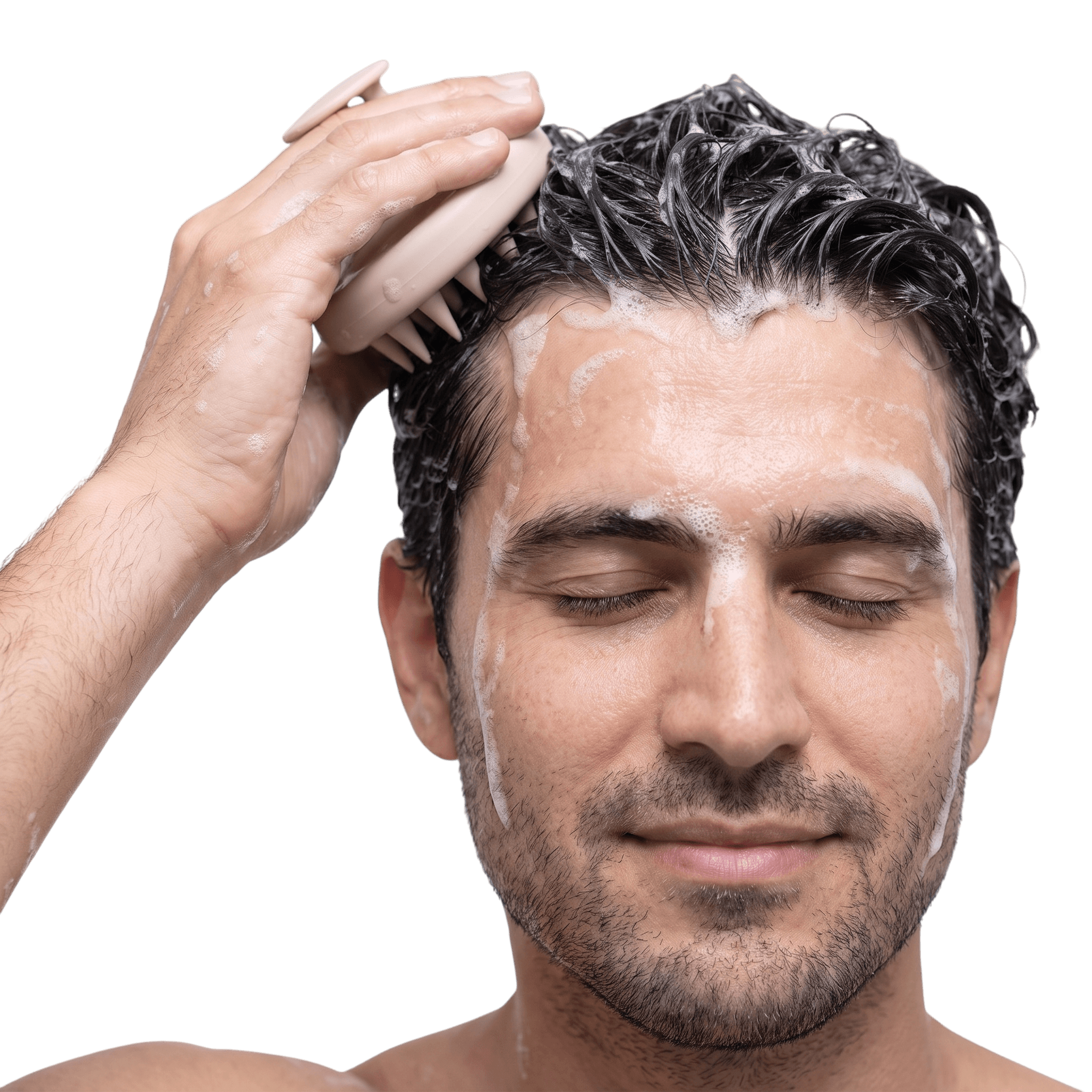 Massaging the scalp with the Hair Rescue Scalp Massager